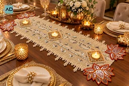 Pearl Embellished Designer Table Runner - 28 x 9 Inches