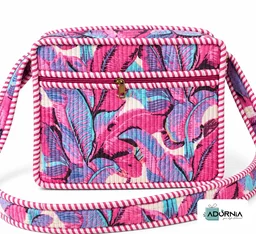 Quilted Hand Block Print Sling Bag (10.5 x 8.5 inch)