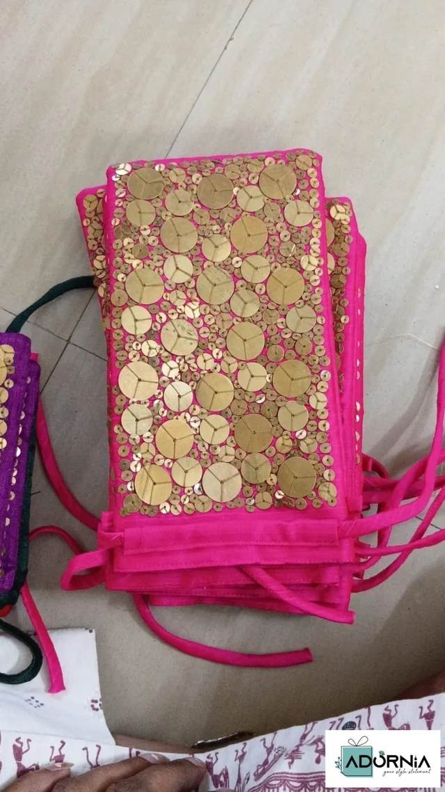 Metal Tikki Mobile Pouch with Crossbody Sling - Pink