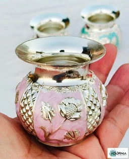 German Silver Enamel Kalash - 2.5 Inches
