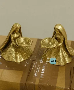 Lady Diya T-Light Holder - 6 Inch, Golden