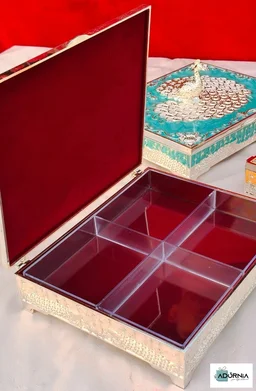 German Silver Peacock Dry Fruit Box