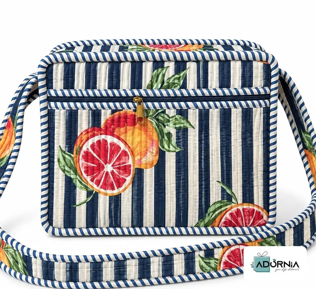 Quilted Hand Block Print Sling Bag (10.5 x 8.5 inch)