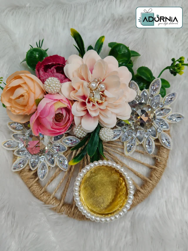 Floral Tea Light Holder (with heavy brooches)