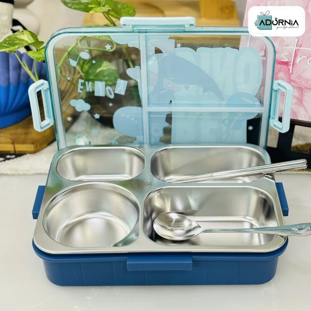 Dino Lunch Box 4 Grid Stainless Steel Insulated 850 Ml
