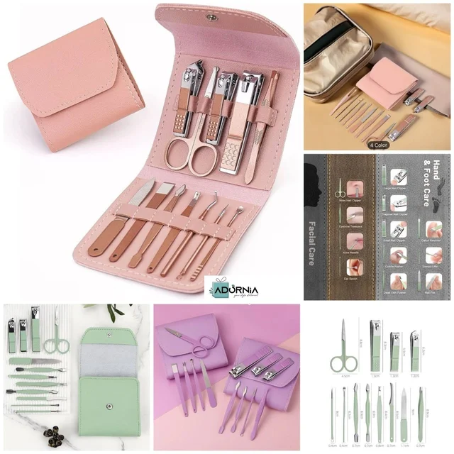 12-Piece Nail Care Set with Travel Pouch - Pink