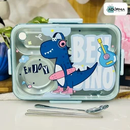 Dino Lunch Box 4 Grid Stainless Steel Insulated 850 Ml