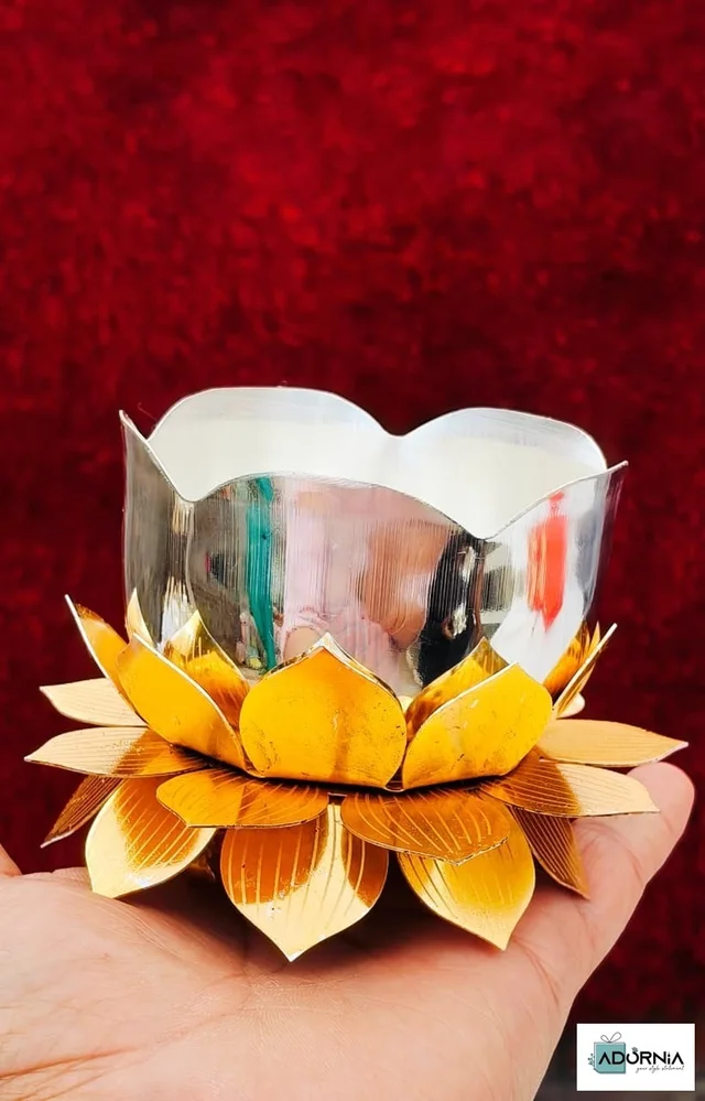 German Silver Lotus Prasad Bowl