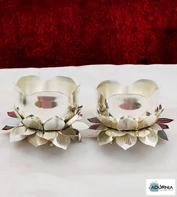 German Silver Lotus Prasad Bowl