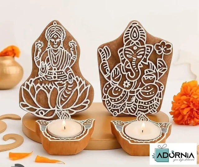 Wooden Lakshmi Ganesha Diya Gift Hamper