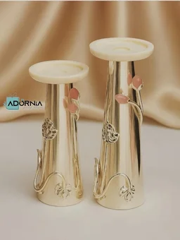 Silver-Finish Marble Top Candle Stand with Velvet Box - 8 Inch