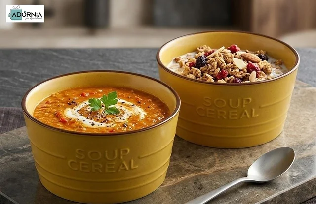 Ceramic Soup & Snack Bowls - Set of 2 - Cream