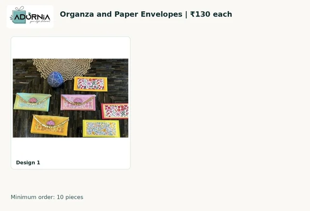 Organza and Paper Envelopes - ₹130 Each