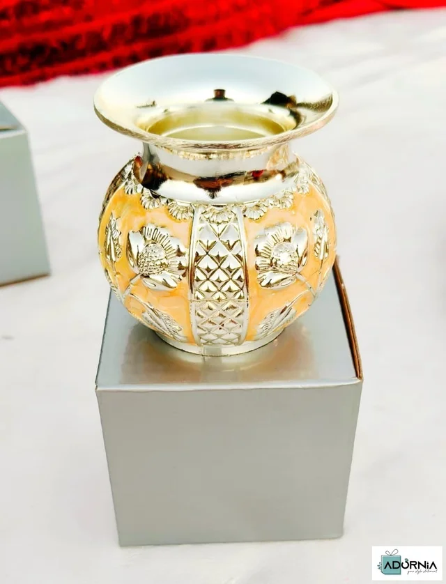German Silver Enamel Kalash - 2.5 Inches