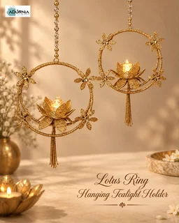 Lotus Ring Hanging Tealight Holder - Set of 2