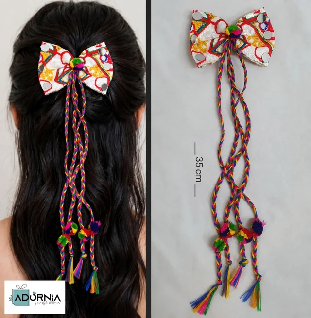 Colorful Bow Hair Clip with Tassels