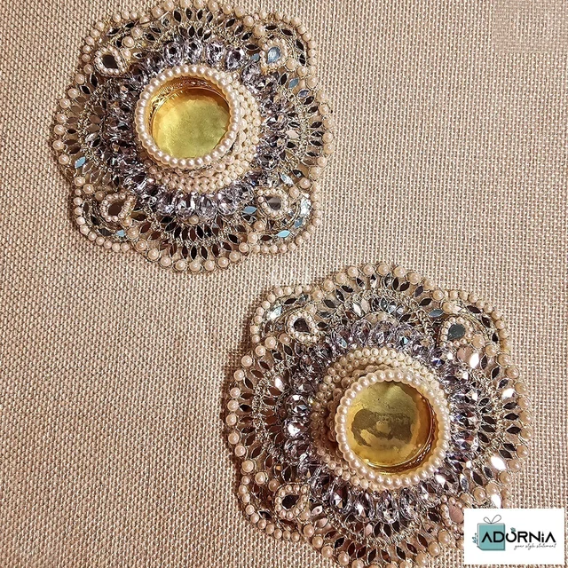 Handcrafted Pearl and Stone Tealight Holder