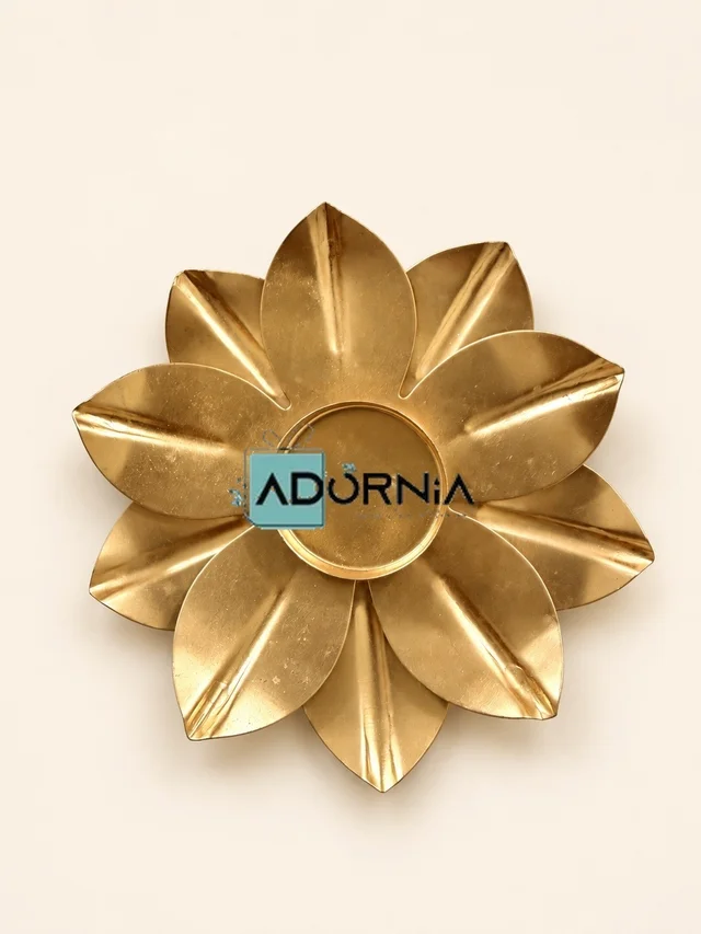 Gold Flower Tea Light Holder - 4 Inch - Smooth petals - MOQ 100