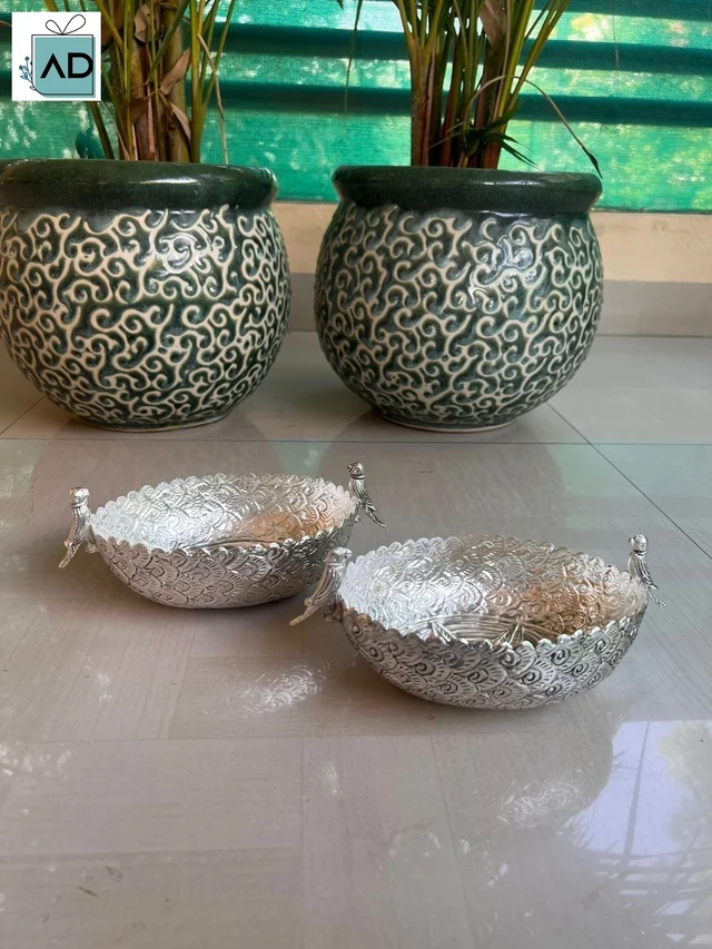 German Silver Parrot Long Bowl - Oval, 8 Inch
