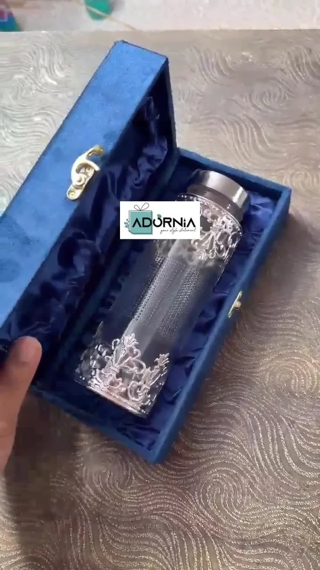 German Silver Floral Bottle with Presentation Box - MOQ 25