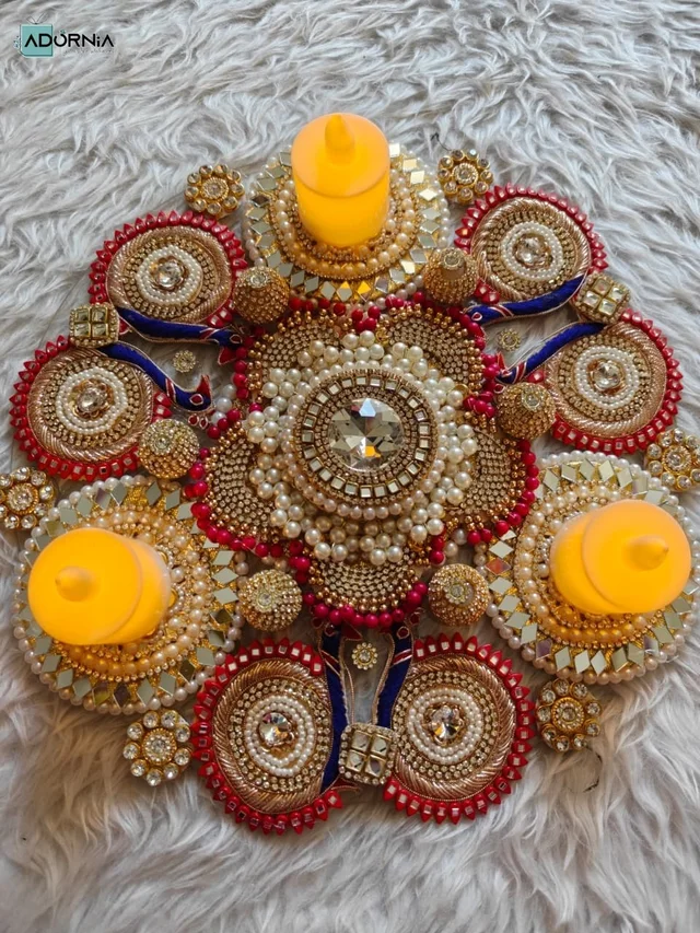 Peacock Rangoli with LED - 10 Inches