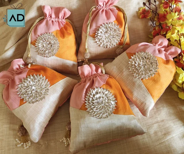Gota Flower Potli With Lining
