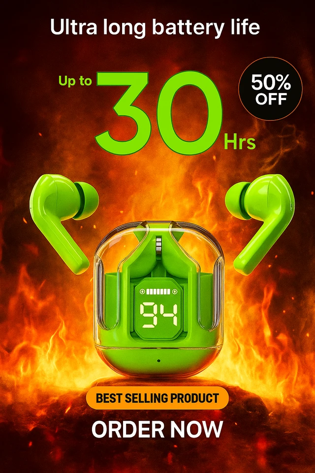 XUTOMISE Wireless Earbuds for Sports & Workout, Bluetooth 5.3 Headphones with Hi-Fi Sound, Noise Cancellation, 30H Battery, Waterproof, Fast Charging, Touch Control Earbuds (Green)
