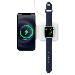 2 In 1 Foldable Fast Charging Magnetic Wireless Charger For Magsafe Smartwatches, Airpods And Smartphone