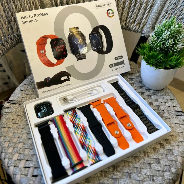 Hk15 Pro Max Ultra 2 Combo, 7 Different Straps And Smartwatch, Change Straps Every Day Of The Week, Means Within 7 Straps, Wireless Fast Charging Cable And Manual Book Included In Box