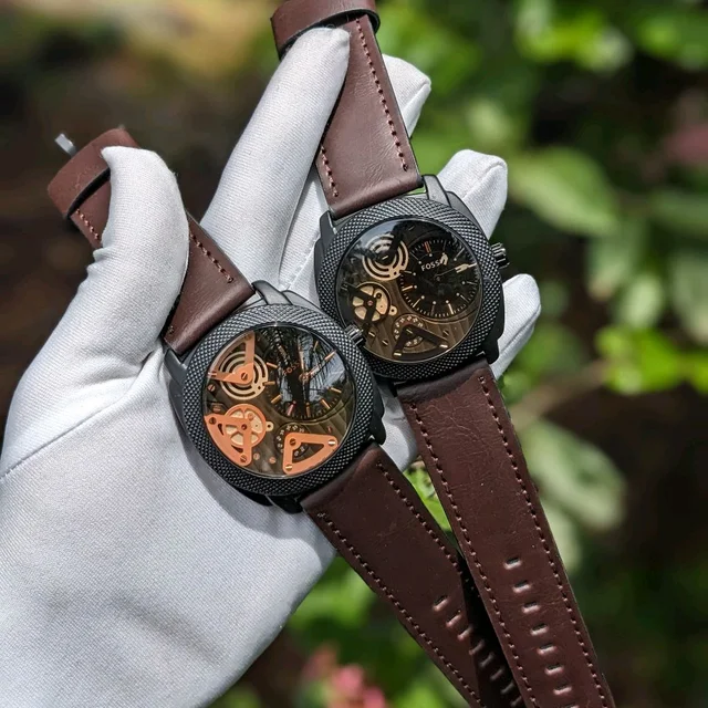 Machine Mid-Size Chronograph Brown Leather Belt With High Quality Strap Best Finishing Body & Case