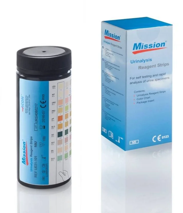 Mission Urine strip 10U (10 parameters) 100 Strips pH test strip (0-100)