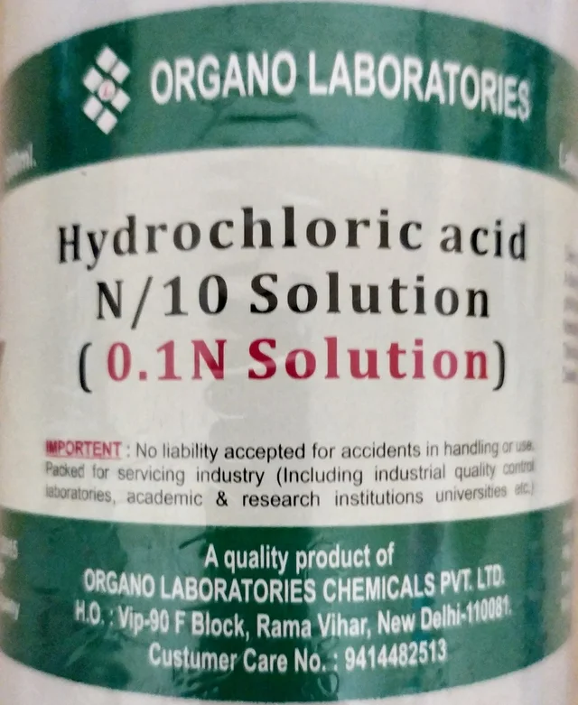 Organo Laboratories Hydrochloric Acid (N/10) - 500ml.