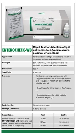 TULIP DIAGNOSTICS Tulip Typhoid Test Kit, For Clinical - 25