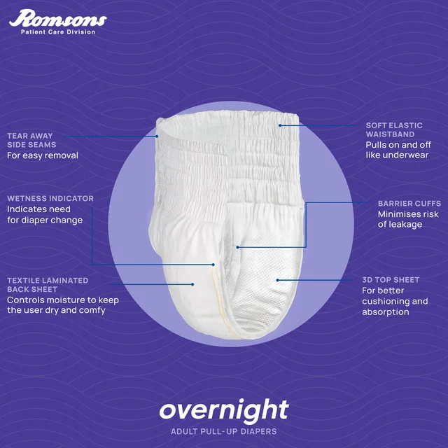 Romsons Dignity Overnight Pull Up Adult Diapers10 Pcs/Pack - Large