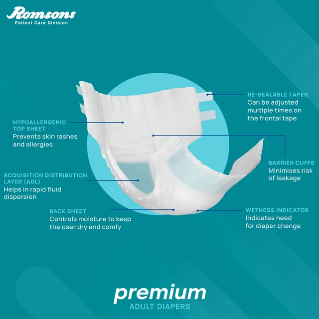 Romson Dignity Premium Adult Diapers10 Pcs/Pack - Medium
