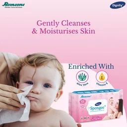 Romson Dignity Spongee Baby Wet Wipes72 Wipes/Pack - 75 Pcs