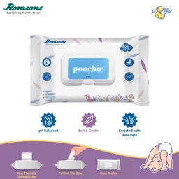 Romson Dignity Poochie 100% Biodegradable Baby Wipes - 80 Wipes/Pack