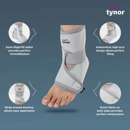 TYNOR ANKLE SUPPORT NEOPRENE, GREY, 1 UNIT - UNI