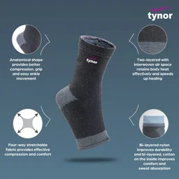 TYNOR ANKLET COMFEEL (PAIR), GREY, 1 UNIT - L