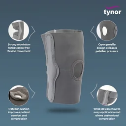 TYNOR ELASTIC KNEE SUPPORT, GREY, 1 UNIT - L