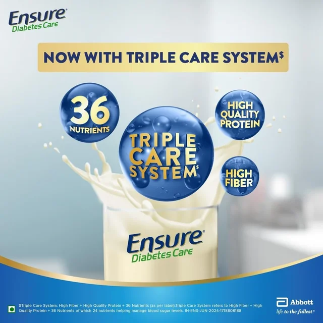 Ensure Diabetes Care Vanilla Powder with High Fiber, Protein & 36 Nutrients | Helps Manage Blood Sugar Levels in 4 weeks - 2 Kg