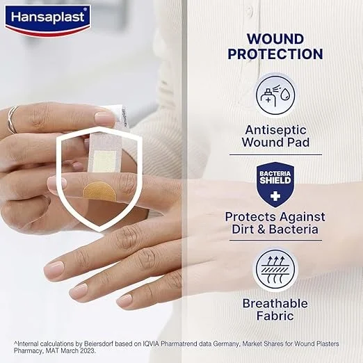 Hansaplast Antiseptic Regular Bandage for Cuts & Wounds,100 strips - 100 strips
