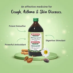 Baidyanath Asli Ayurved Bhringrajasava 450 ml Syrup |Made with Natural Ayurvedic Ingredients for Hair, Liver, Cough Health and Blood Purifier - 450 ml