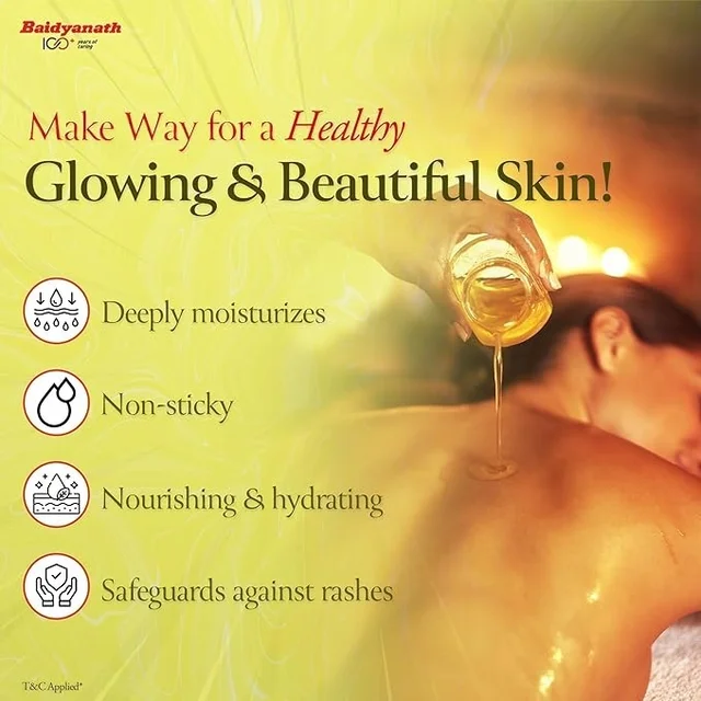 Baidyanath Moisturizing & Nourishing Body Oli Oil | Rich in Antioxidants & Vitamins for Deep Hydration, Skin Toning & Radiance | Reduces Fine Lines | 500 ml - 500 ml