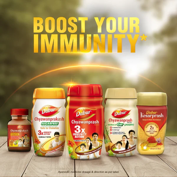 Dabur Chyawanprash | 3X Immunity Action | Builds Strength, Stamina & Overall Health - 500 gm