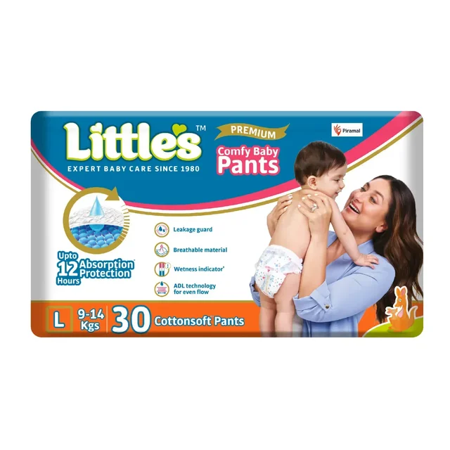  Little's Little's Comfy Baby Diaper Pants - Premium | Baby Diapers with 12 hours Absorption & Wetness Indicators - Large, 30 Units
