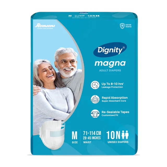 Romson Dignity Magna Adult Diapers10 Pcs/Pack - Medium, Pack of 2 (20 Pcs)