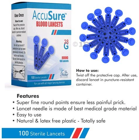 Accusure blood Lancet - 100 pcs