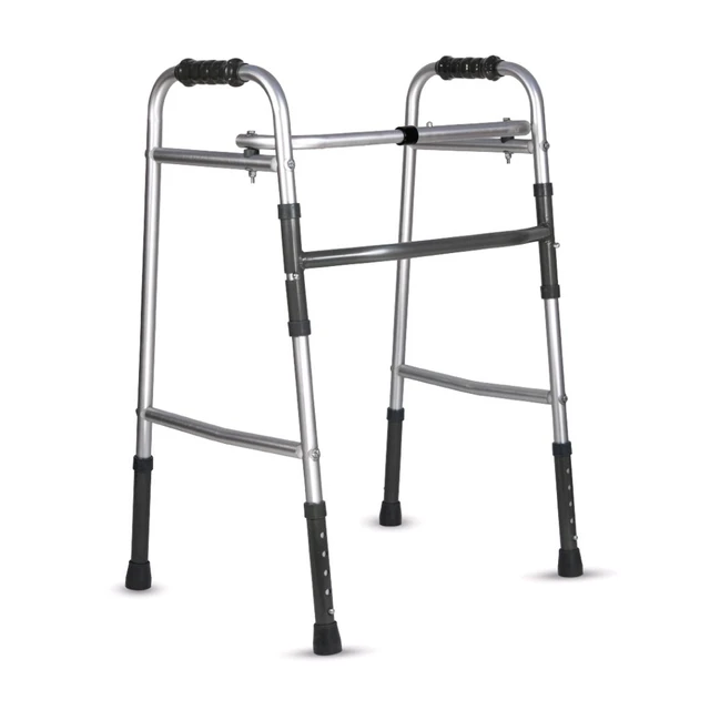 Dura Lite Walker (Aluminium) | Foldable Walking Aid | Adjustable Height | Light Weight | With Premium Grade Rubber Shoes and PVC Grip (Grey)