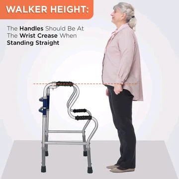 Dura Step Walker (Aluminium) | Foldable Walking Aid | Adjustable Height | Light Weight | With Premium Grade Rubber Shoes and PVC Grip (Grey)